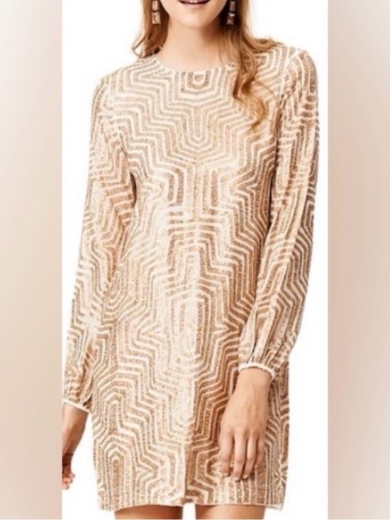 Badgley Mischka Dresses & Skirts - Badgley Mischka Gold Sequin Maze Shift Dress Cocktail Night Out Event Size XS